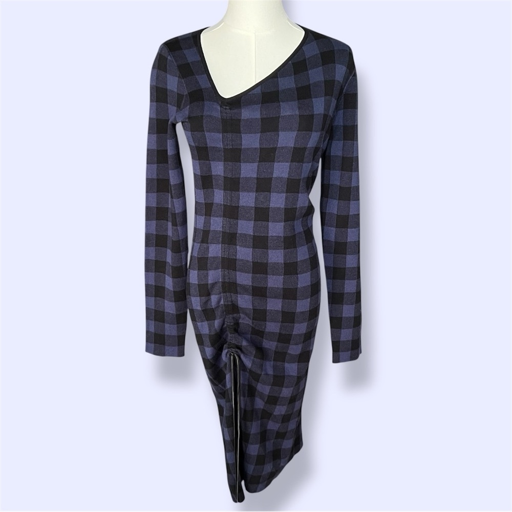 Naadam Asymmetric Plaid Jacquard Dress NWT